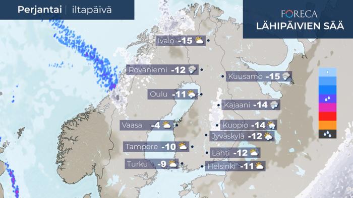 Ennuste iltapäivälle 12.2.2021.