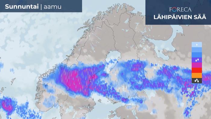 Ennuste 8.8.2021 aamulle Ennuste sunnuntaiaamulle 8.8.2021.