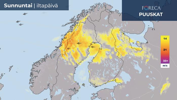 Tuuliennuste 8.8.2021 Puuskaennuste sunnuntai-iltapäivälle 8.8.2021.