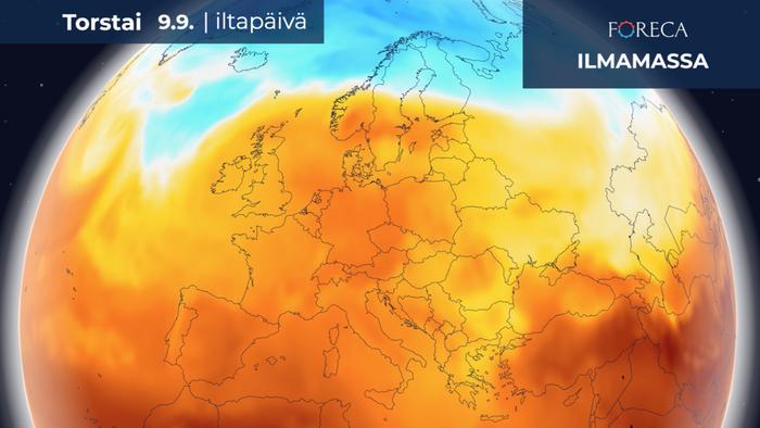 Lämmin ilmamassa etenee viikon mittaan Euroopassa lännestä kohti itää.