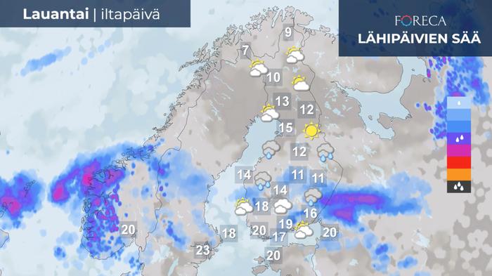 Ennuste lauantai-iltapäivälle 11.9.2021.