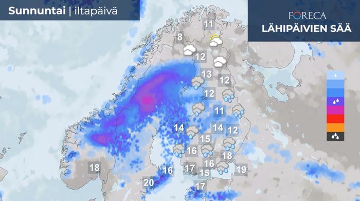 Ennuste sunnuntai-iltapäivälle 12.9.2021.