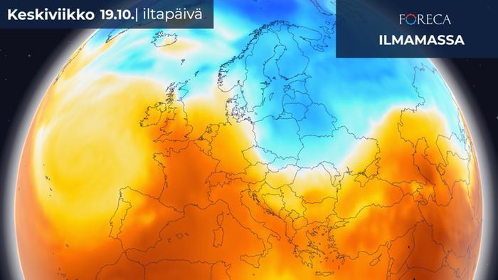 Afrikasta nousi lämmintä ilmamassaa läntiseen Eurooppaan lokakuussa 2022.