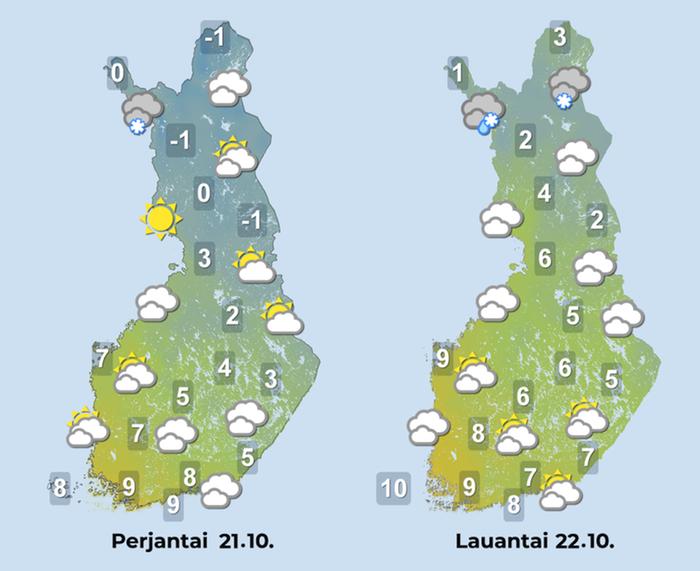 Ennuste iltapäiville 21.–22.10.2022.