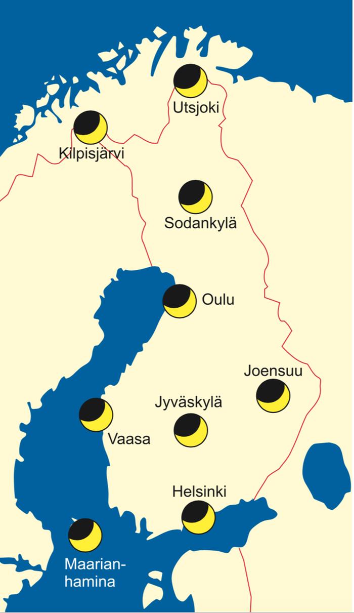 Sään salliessa pimennys näkyisi 25. lokakuuta 2022 suurimpana itäisessä ja pohjoisessa Suomessa, pienimpänä läntisessä ja eteläisessä Suomessa. Utsjoella Auringon halkaisijasta peittyy parhaimmillaan 69 % ja Maarianhaminassa 59 %.