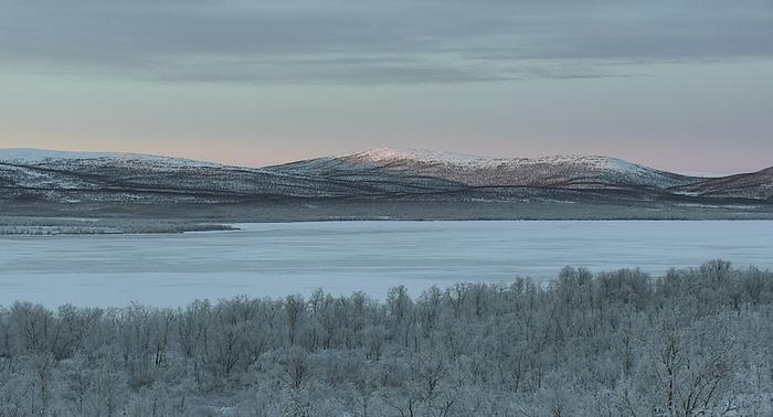 Pakkasmaisemaa Enontekiöllä.