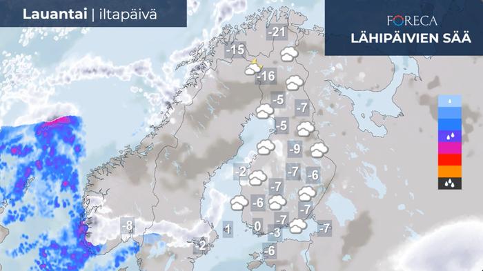 Ennuste lauantai-iltapäivälle 17.12.2022.