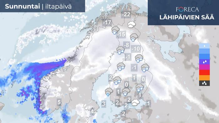 Ennuste sunnuntai-iltapäivälle 13.2.2022.