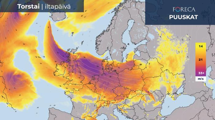 Osaan Eurooppaa on odotettavissa tällä viikolla  tuulista säätä.
