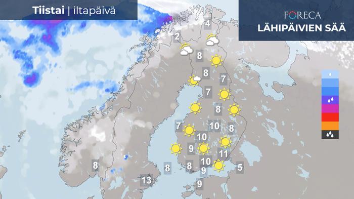 Ennuste tiistai-iltapäivälle 22.3.2022.