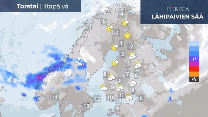 Ennuste torstai-iltapäivälle 24.3.2022.
