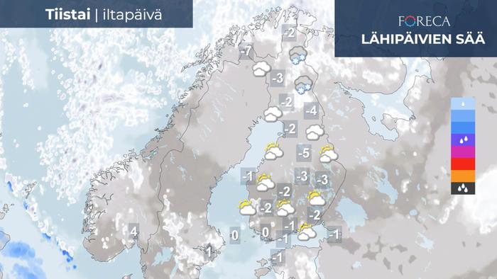 Ennuste tiistai-iltapäivälle 29.3.2022.