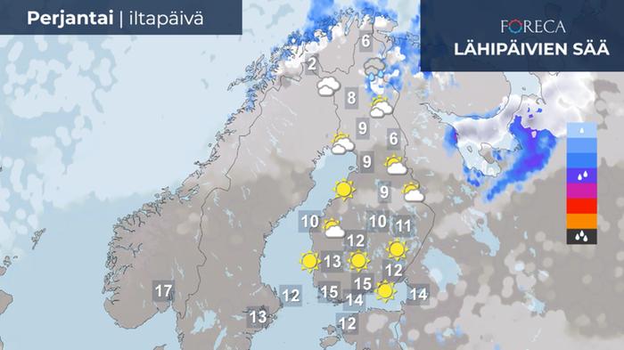 Ennuste perjantai-iltapäivälle 22.4.2022.