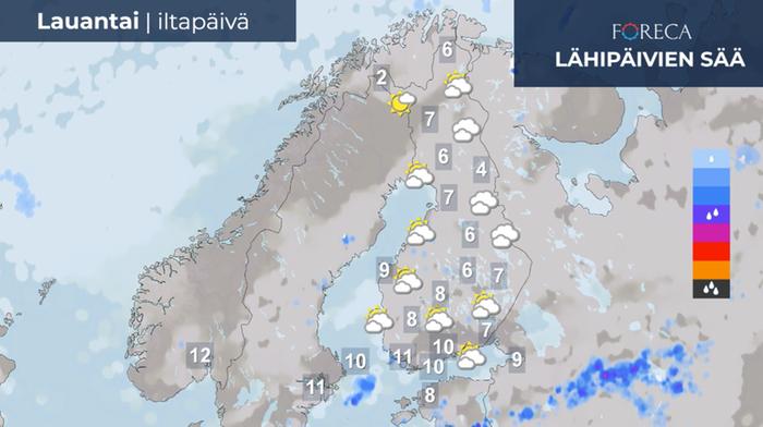 Ennuste lauantai-iltapäivälle 23.4.2022.