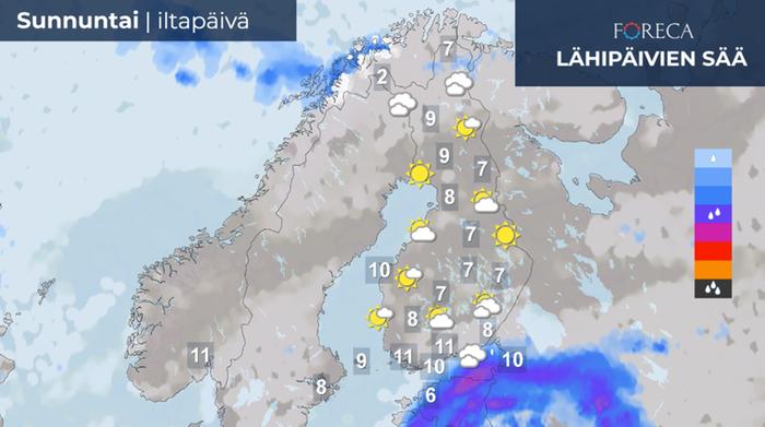 Ennuste sunnuntai-iltapäivälle 24.4.2022.