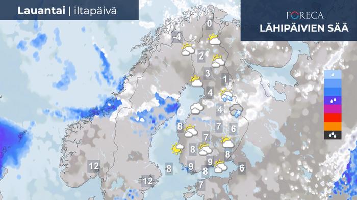 Vappuaaton ennuste 30.4.2022 Vappuaaton iltapäivän ennuste.