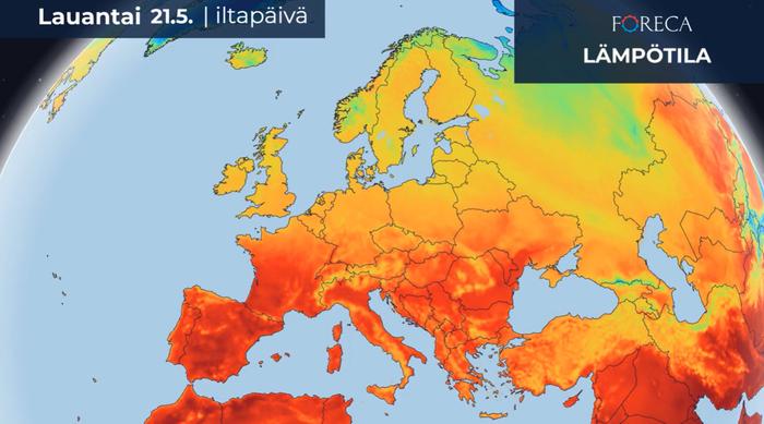 Kuumaa ilmaa on levinnyt eteläiseen ja läntiseen Eurooppaan.