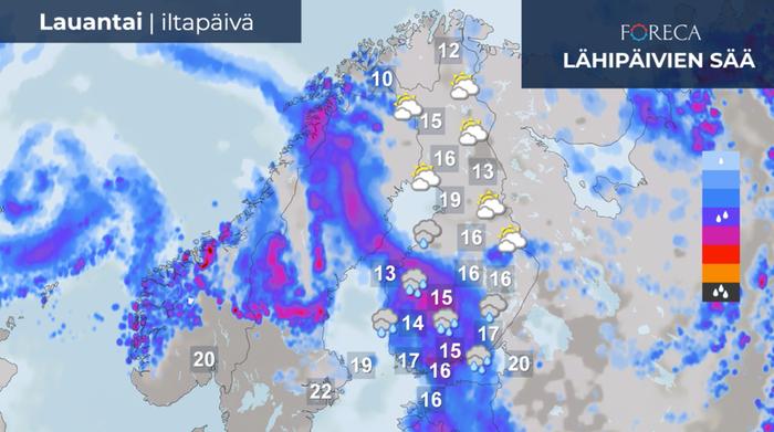 Ennuste lauantai-iltapäivälle 18.6.2022.