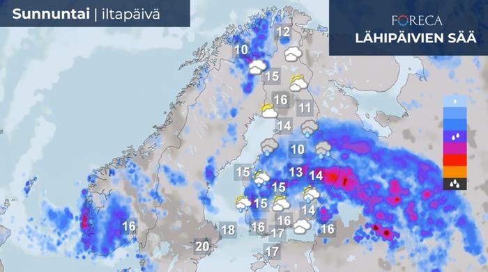 Ennuste sunnuntai-iltapäivälle 19.6.2022.