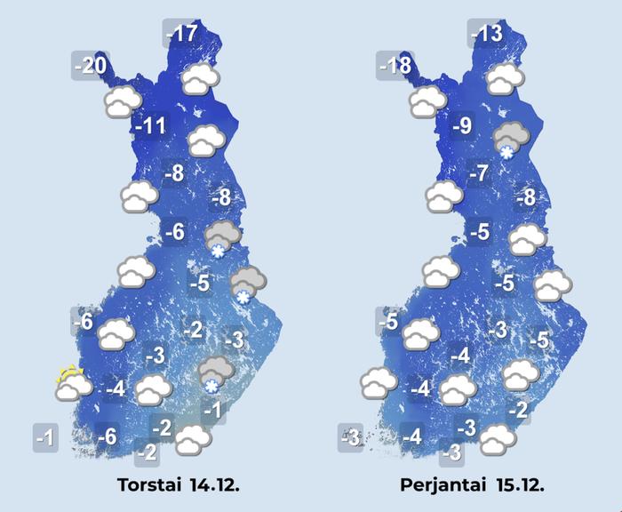 Ennuste iltapäiville 14.–15.12.2023.