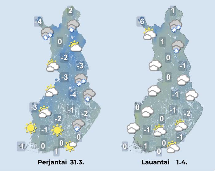 Ennuste iltapäiville 31.3.–1.4.2023.