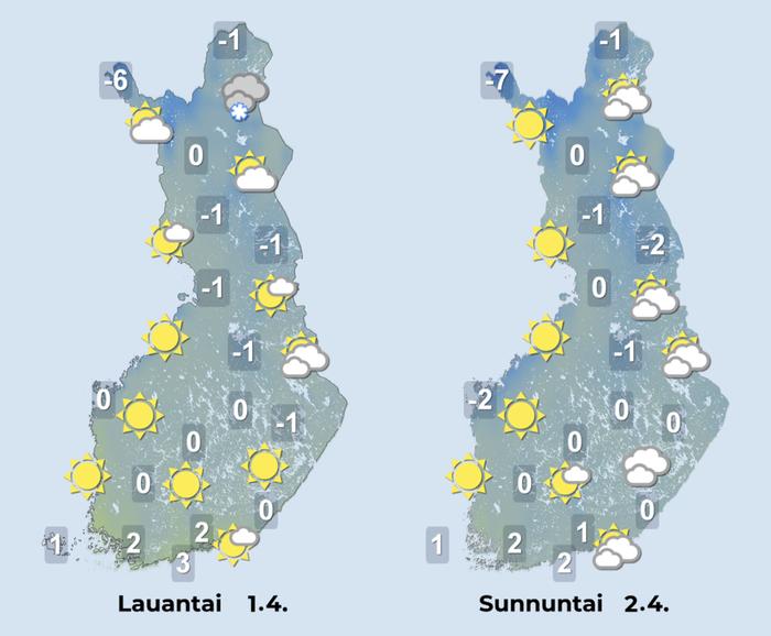 Ennuste iltapäiville 1.–2.4.2023.