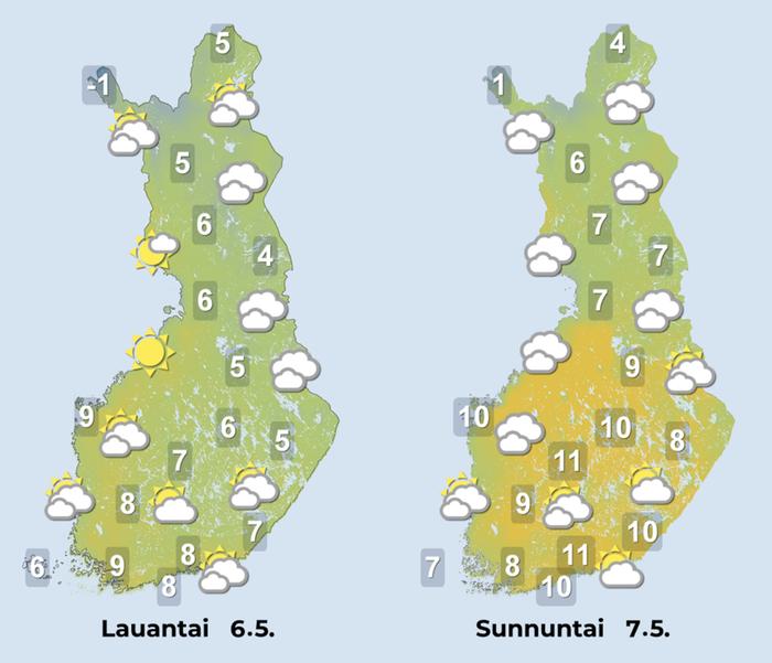 Ennuste iltapäiville 6.–7.5.2023.