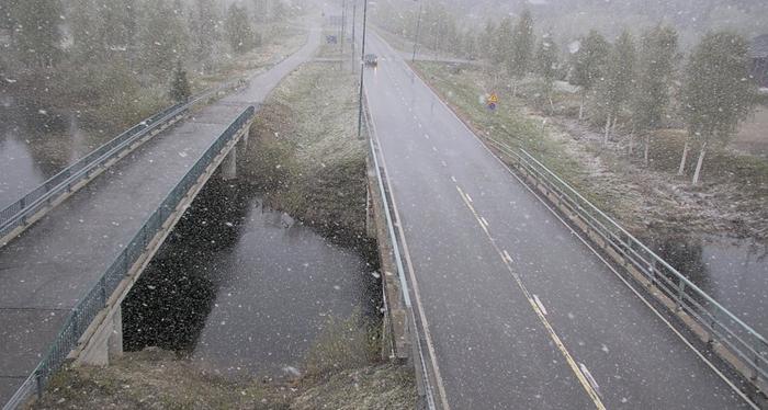 Muoniossa satoi lunta 1. kesäkuuta 2023.