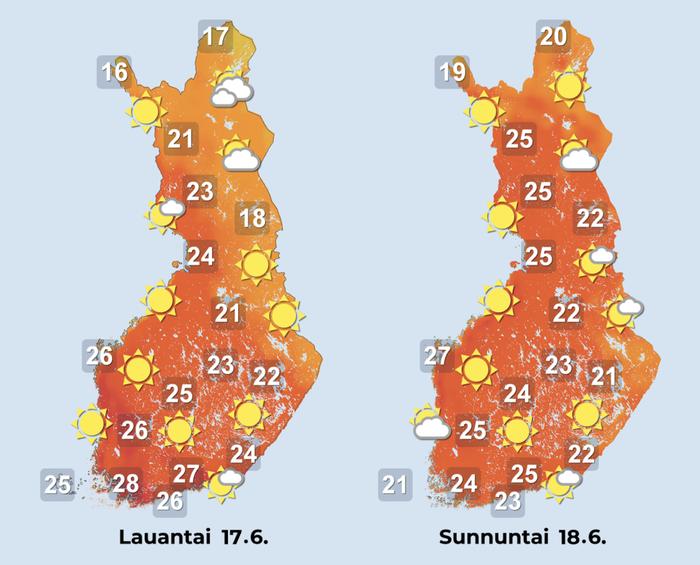 Ennuste iltapäiville 17.–18.6.2023.