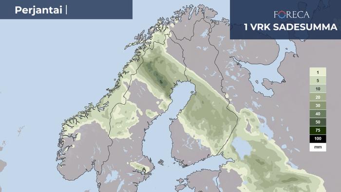 Sadekertymäennuste 23.6.2023 Sadekertymäennuste juhannusaatolle.