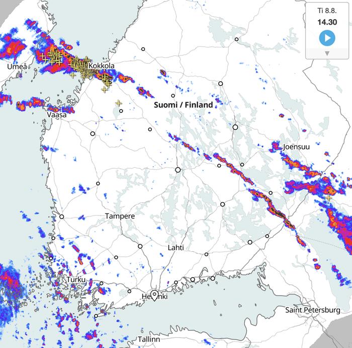 Sadetutka 8.8.2023 kello 14.30.