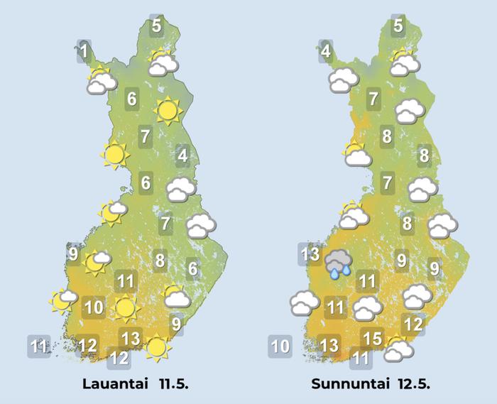 Ennuste iltapäiville 11.–12.5.2024.