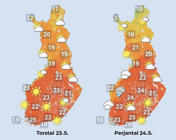 Ennuste iltapäiville 23.–24.5.2024.