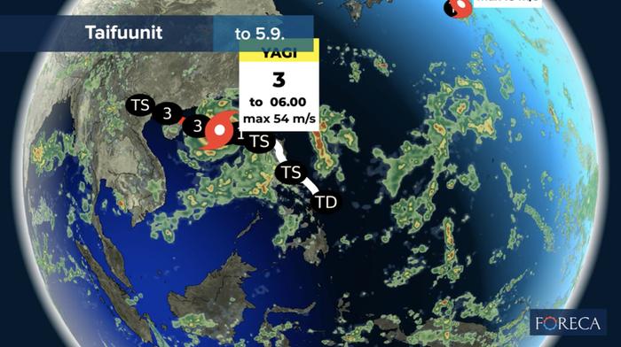Taifuuni Yagi Taifuuni Yagi iskee Kiinaan ja Vietnamiin.