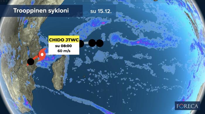 Trooppinen sykloni Chido iski Mayotten saarille sekä Mosambikiin joulukuussa 2024.