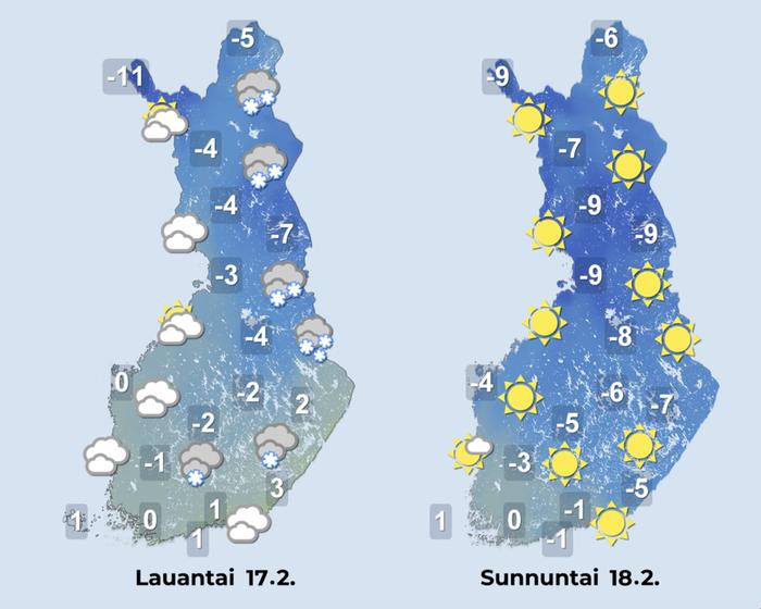 Ennuste iltapäiville 17.–18.2.2024.
