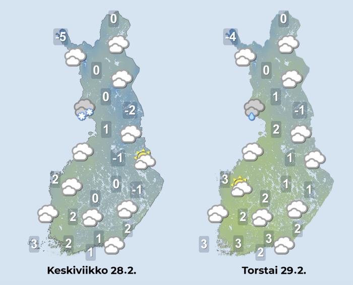 Ennuste iltapäiville 28.–29.2.2024.