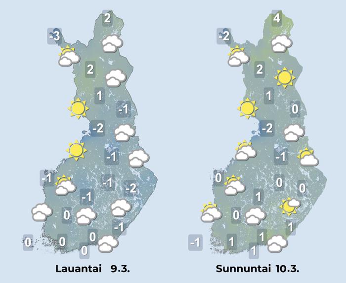 Ennuste iltapäiville 9.–10.3.2024.