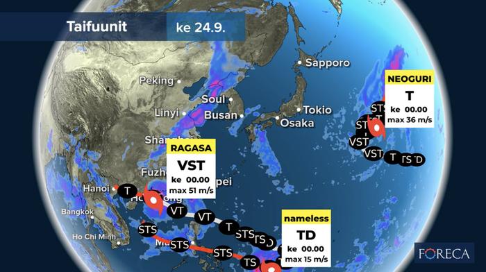 Taifuunit Ragasa ja Neoguri.