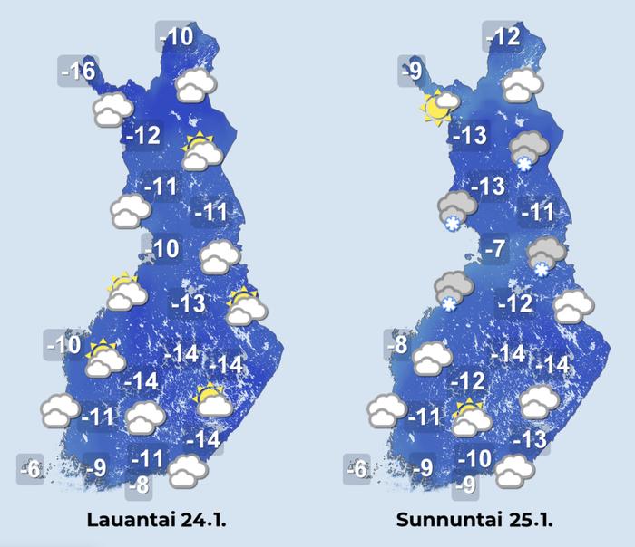 Ennuste iltapäiville 24.–25.1.2026.