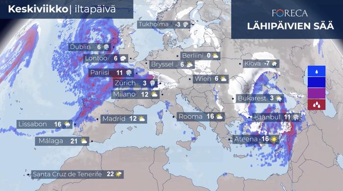 Ennuste iltapäivälle 18.2.2026.