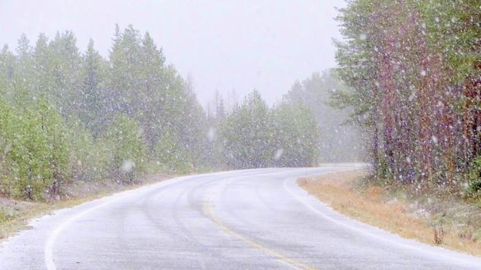 Räntä- ja lumisateita Lohtajalla lokakuussa 2018.