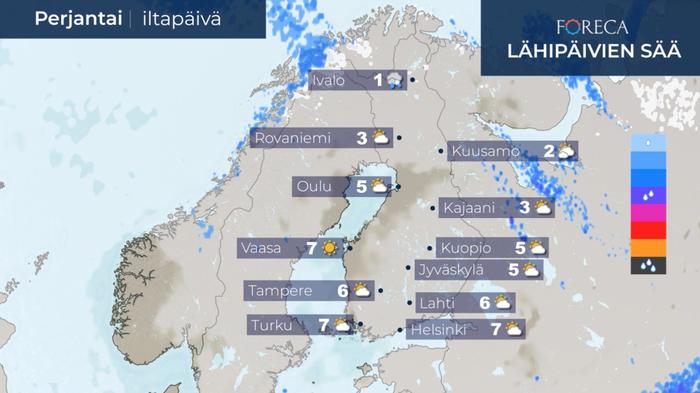 Ennuste perjantai-iltapäivälle 16.10.2020.