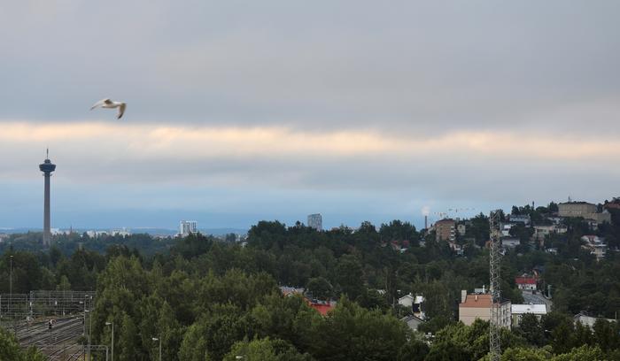Pilvinen aamu Tampereella.