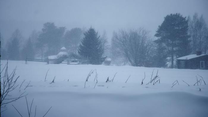 Lumipyry heikentää selvästi näkyvyyttä.