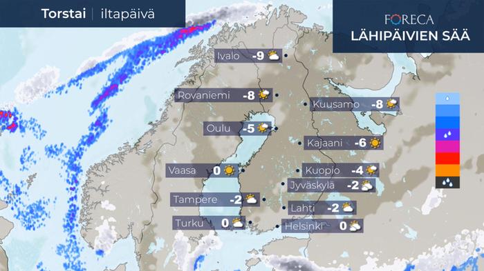 Kylmä ja laajalti selkeä sää jatkuu Suomessa.