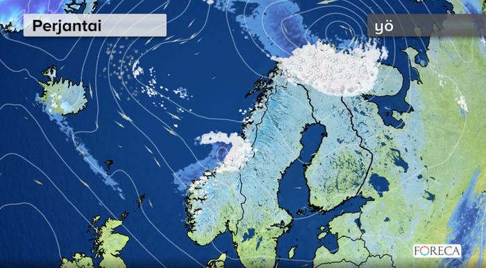 Perjantaiyön lumipyry Torstain ja perjantain aikana Lappiin voi kertyä paikoin 20 senttiä lunta.