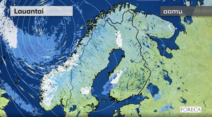 Lauantain vastaisena yönä ja lauantaiaamuna lunta voi sataa myös maan länsiosassa. Aamulla maa voi olla valkea Pirkanmaan pohjoisosassa ja Pohjanmaalla.
