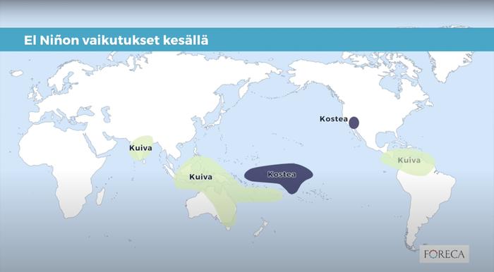 El Niñon vaikutukset pohjoisen pallonpuoliskon kesäkuukausina ovat vähäisemmät.