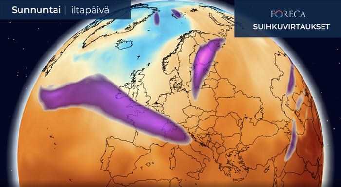 Suomi joutuu loppuviikosta matalapaineiden reitille. Suomen yli kulkeva suihkuvirtaus siirtää lämmön itäpuolelle ja lännestä lähestyy jo viileämpää ilmaa.